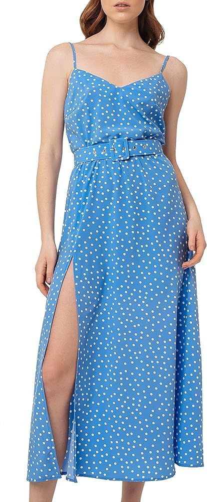 MGNTC Designer Womens Summer Dresses - Leg Slit Sleeveles Sexy Midi Spaghetti Strap Dress, Made i... | Amazon (US)