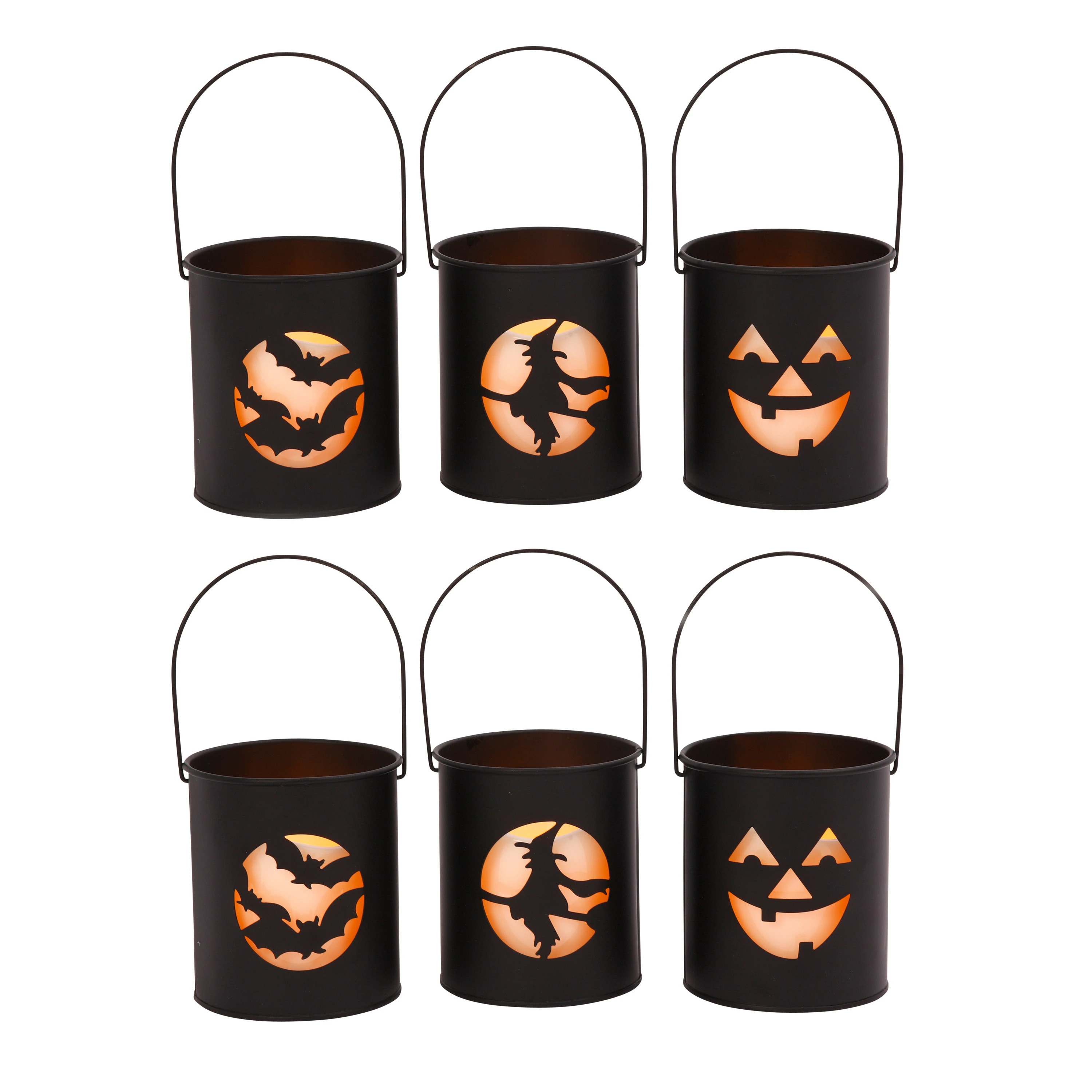 Black Metal Spooky Halloween Lanterns with Flameless Candles | Bed Bath & Beyond