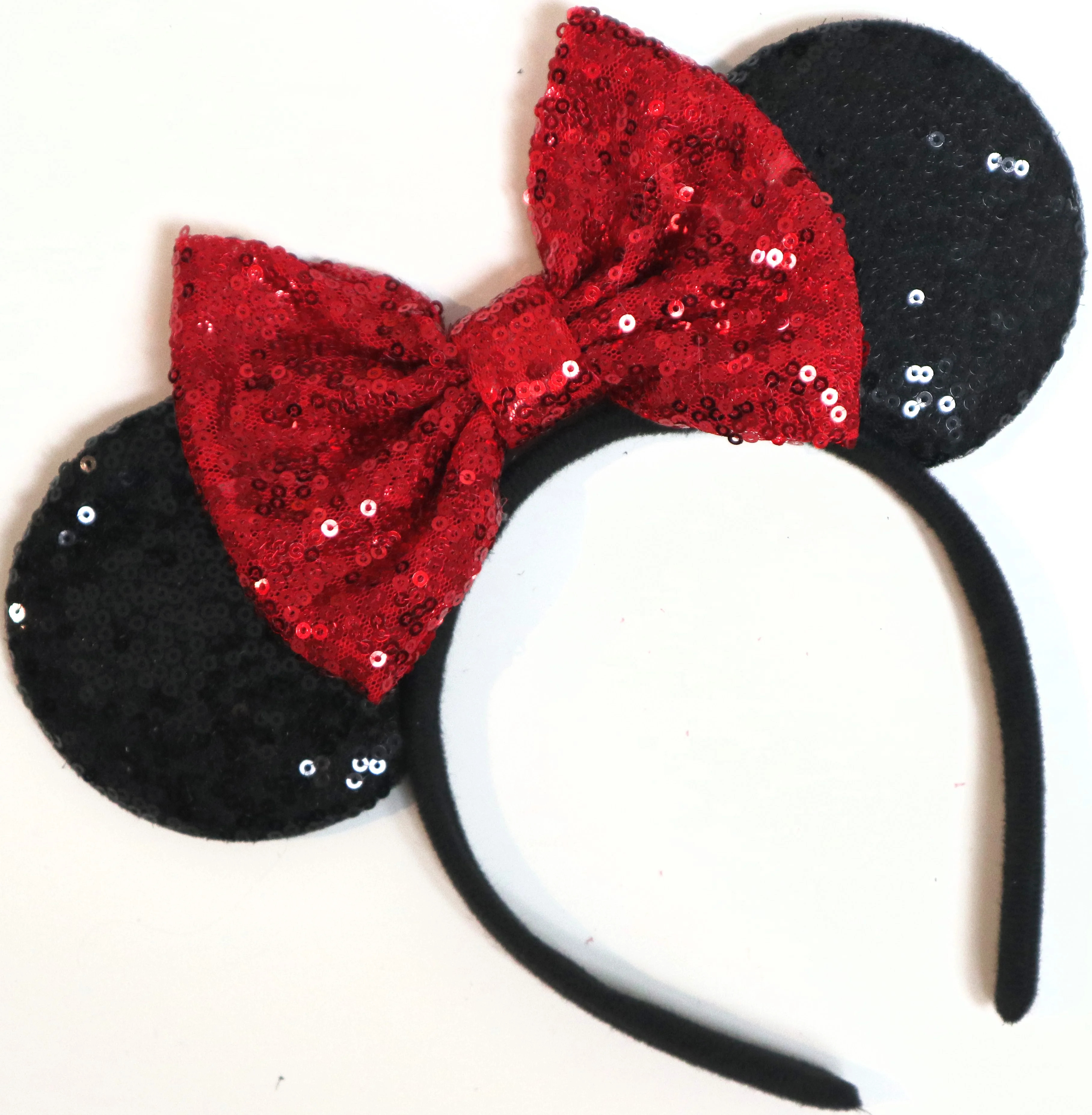 Red Sparkle Minnie Ears Headband, Red Sequin Mickey Ears Headband/Handmade/One Size fits All | Walmart (US)