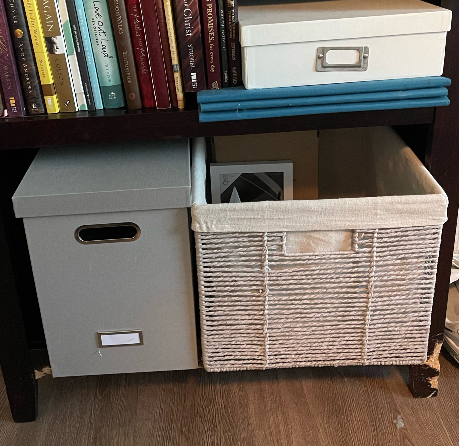 Decluttering and organizing my house using some boxes and baskets from Target!