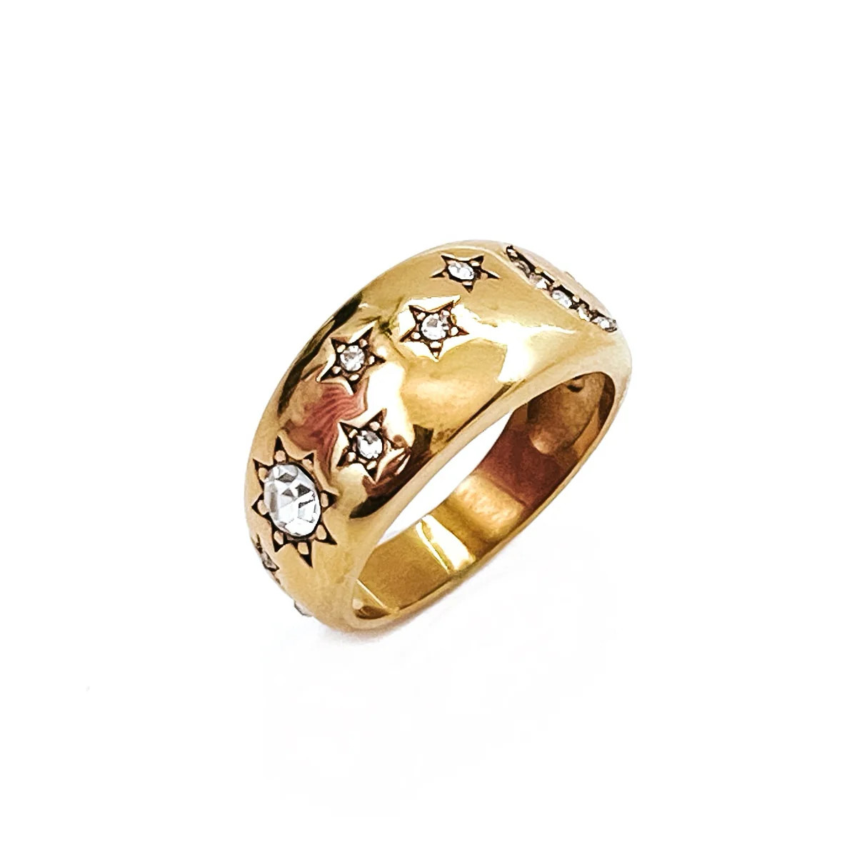 Rosella Crystal Moon Star Waterproof Ring - Beljoy Jewelry | BÉLJOY