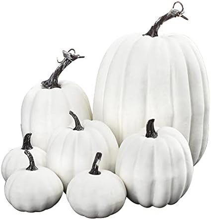 7Pcs Assorted Artificial Pumpkins, Lifelike Simulation Mixed Harvest Fall Orange Pumpkins Foam Pumpk | Amazon (US)