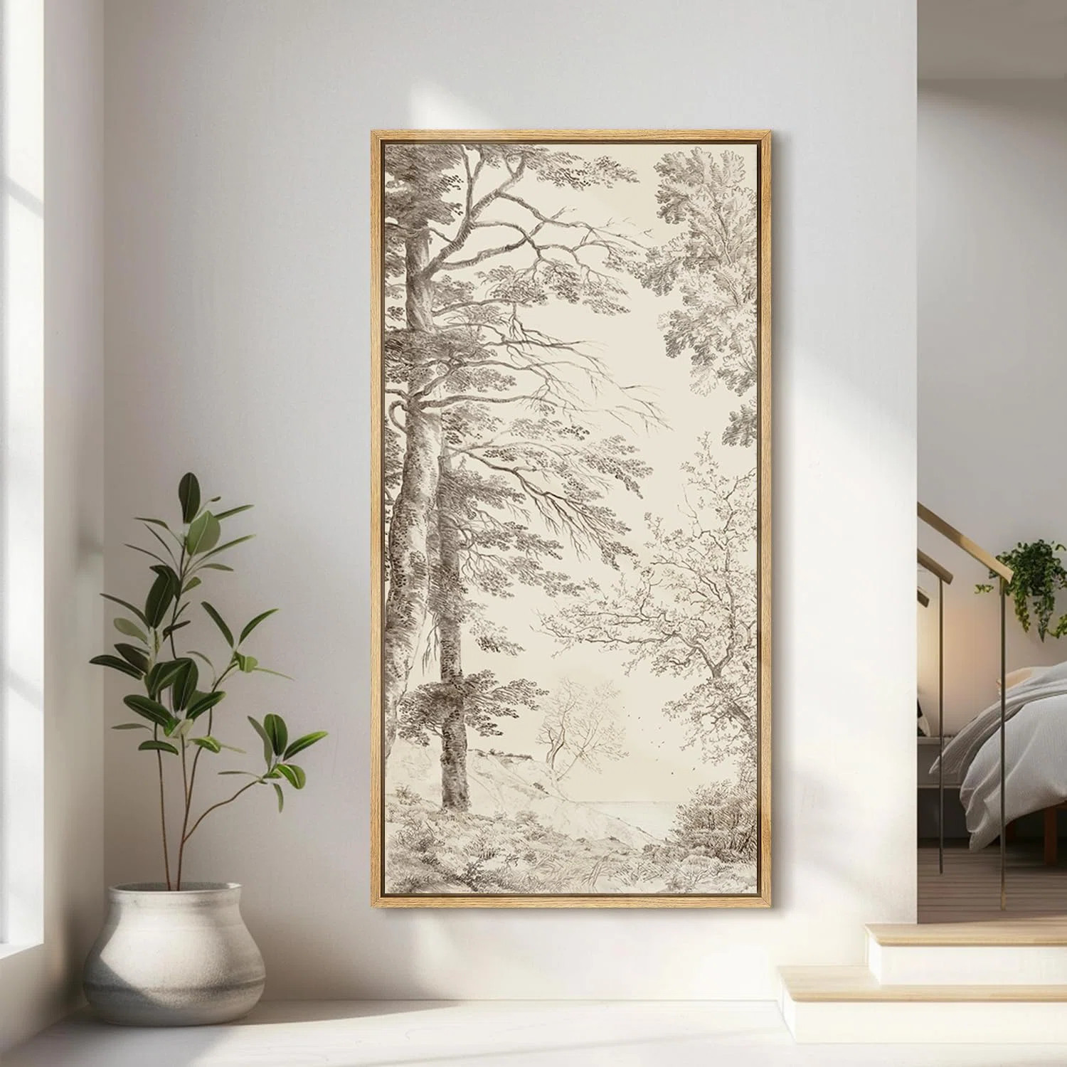 Detailed Branch Illustration with Landscape Modern Art | Wayfair North America