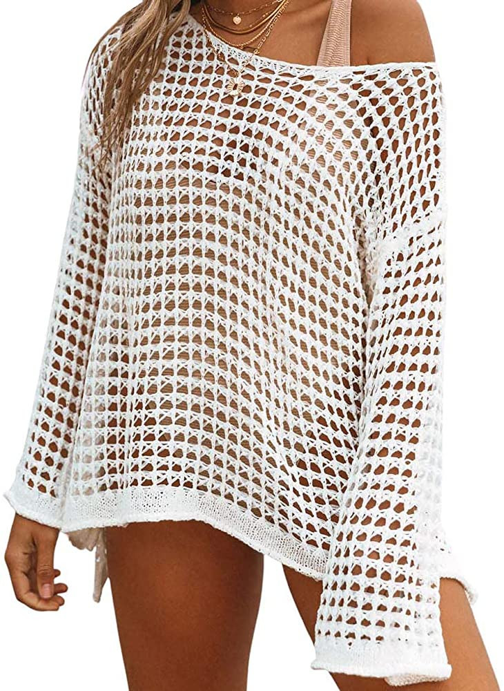 Bsubseach Crochet Cover Ups for Women  Hollow Out Swim Cover Up Knit Summer Outfits | Amazon (US)