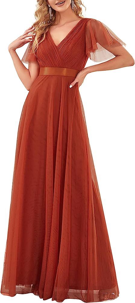 Ever-Pretty Women's Double V-Neck Empire Waist Front Wrap Bridesmaid Dress 7962 | Amazon (US)