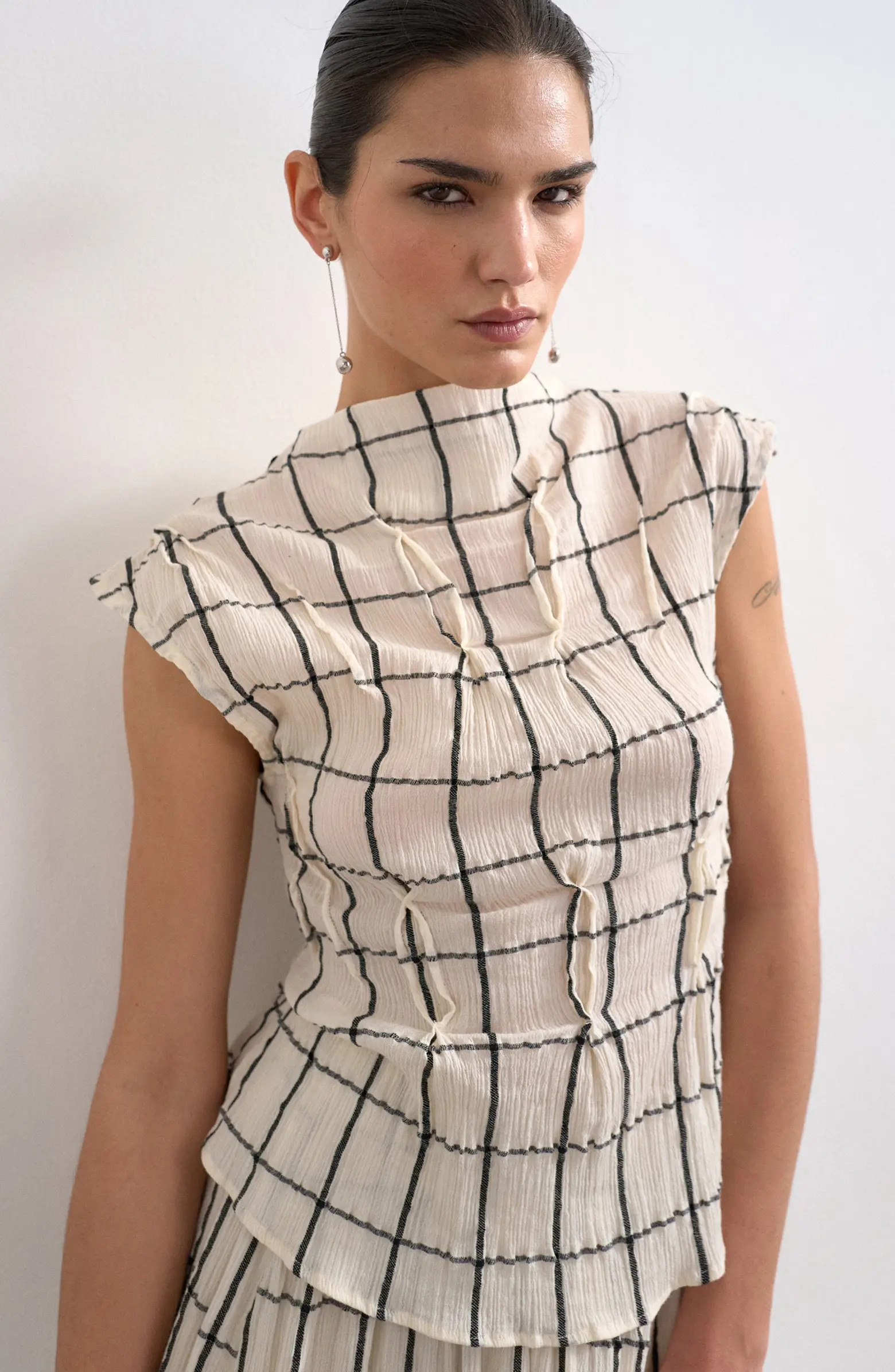 Pintuck Crinkle Funnel Neck Top | Nordstrom