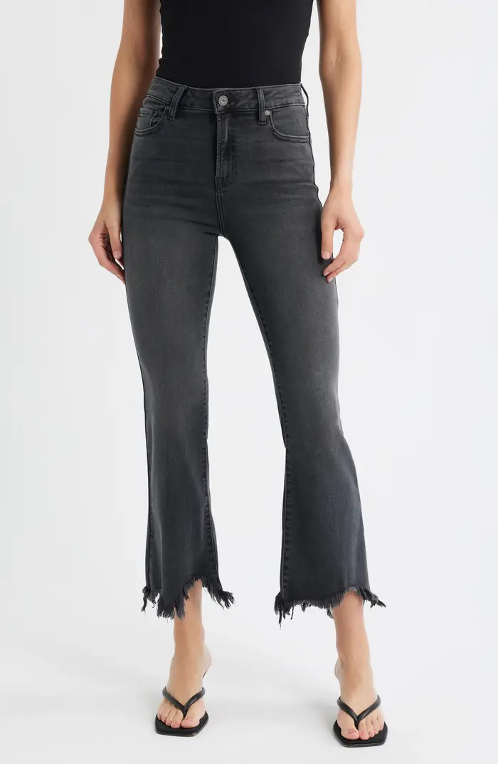 HIDDEN JEANS Fray Hem Crop Flare Jeans | Nordstrom | Nordstrom