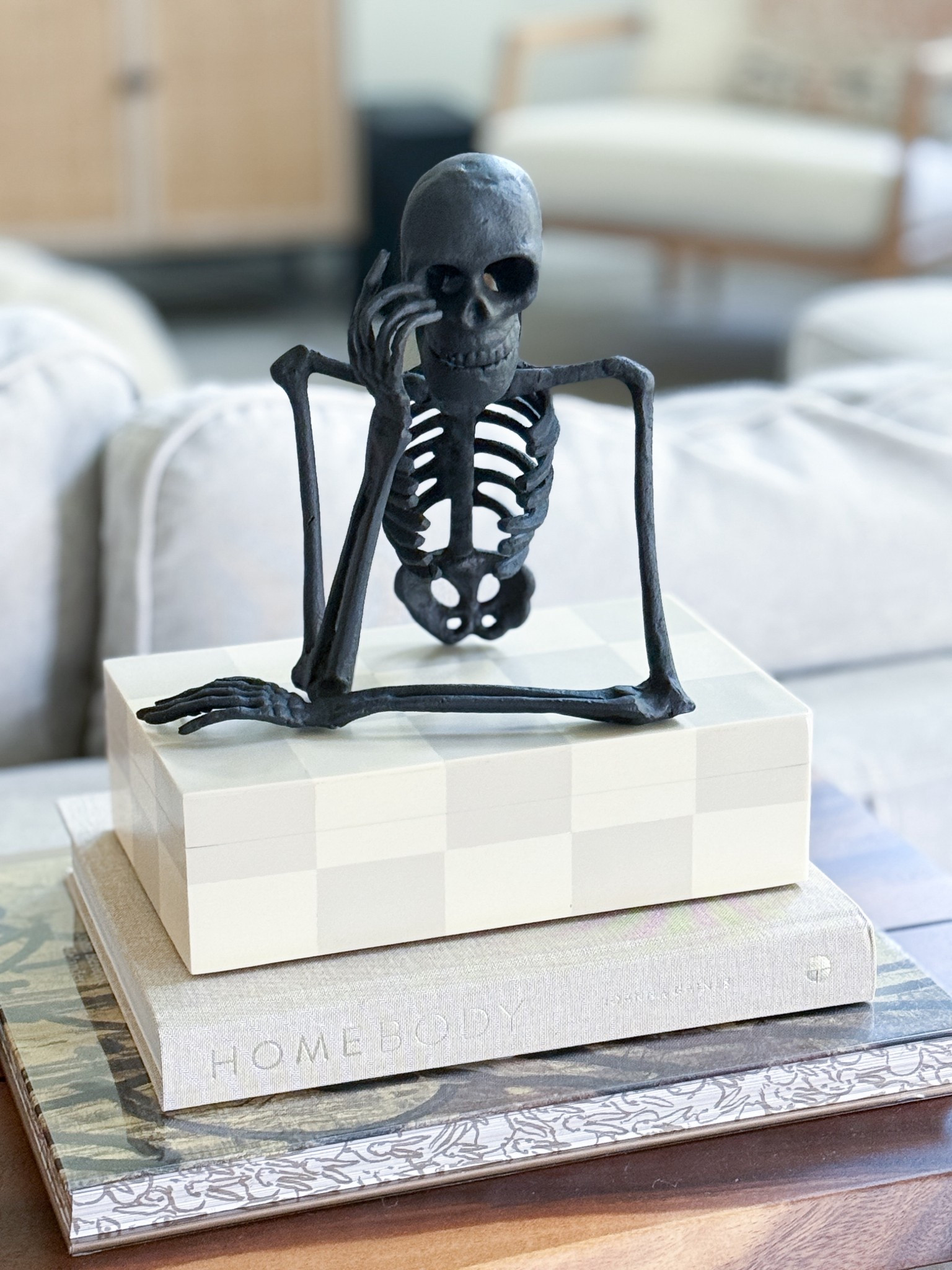The little skeleton that stole my spooky season heart. This metal “thinking skeleton” from Pottery Barn is the perfect mix of cheeky & chic while adding a fun, elevated touch to any coffee table or shelf. He’s moody + he’s minimal. 

pottery barn metal skeleton - pottery barn halloween decor - spooky tabletop skeleton - halloween shelf decor - thinking skeleton statue - spooky but chic halloween - moody halloween home - halloween coffee table styling - black metal halloween decor - pottery barn halloween 2025

#LTKHome #LTKSeasonal #LTKFamily
