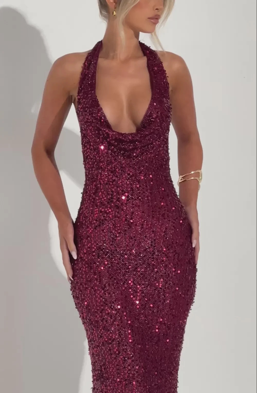 Lorena Maxi Dress - Wine Lined | Babyboo (global)