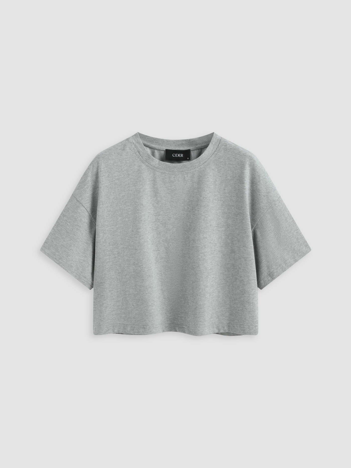 Cute Tops Knit Fabric Cotton Cotton-blend Round Neckline Oversized Crop Top For Daily Casual | Cider