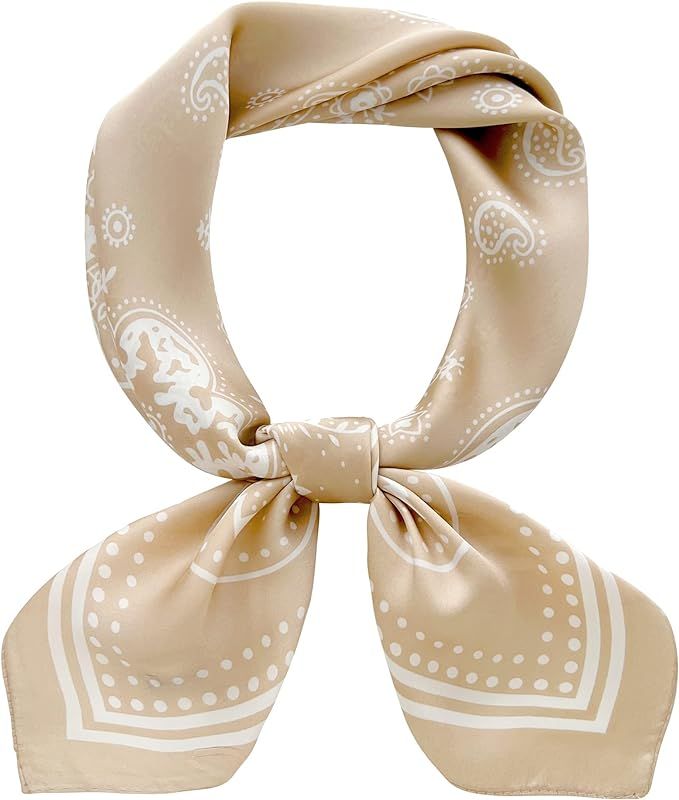 Mokoomiss Silk Feeling Scarf Medium Square Satin Head Scarf for Women 27.5 × 27.5 inches | Amazon (US)