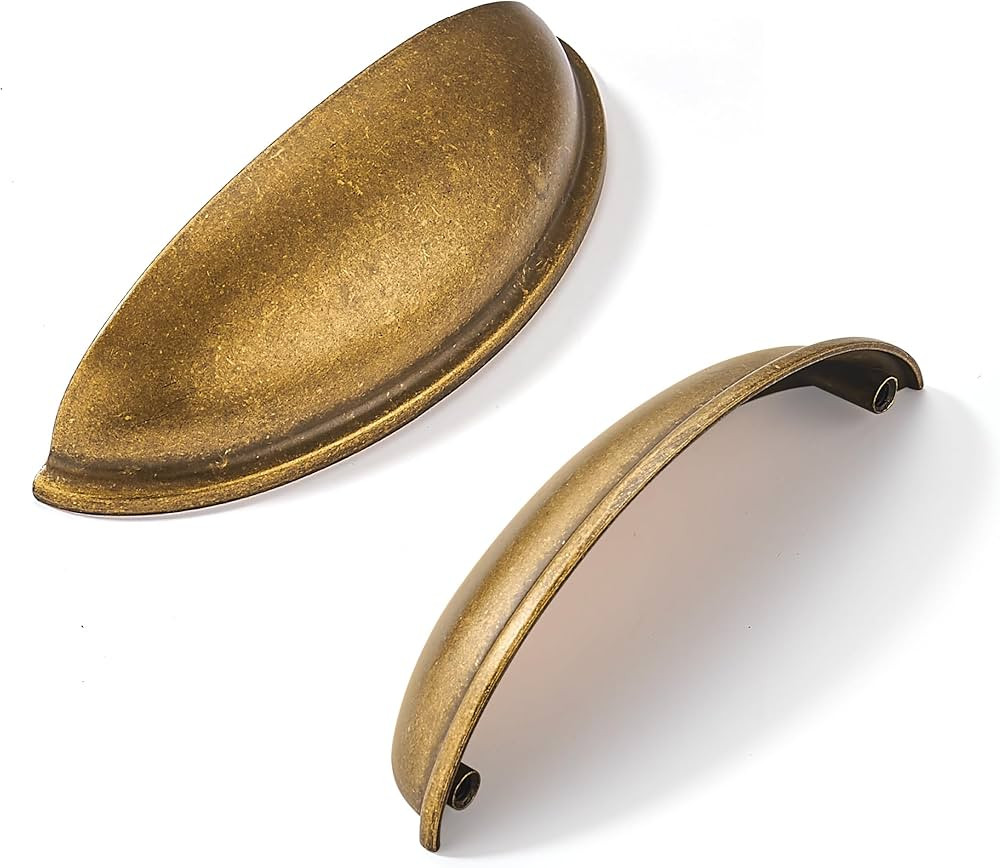 khtumeware 10 Pack 4" Drawer Pulls Antique Brass Cabinet Cup Pulls Kitchen Hardware Cabinet Handl... | Amazon (US)