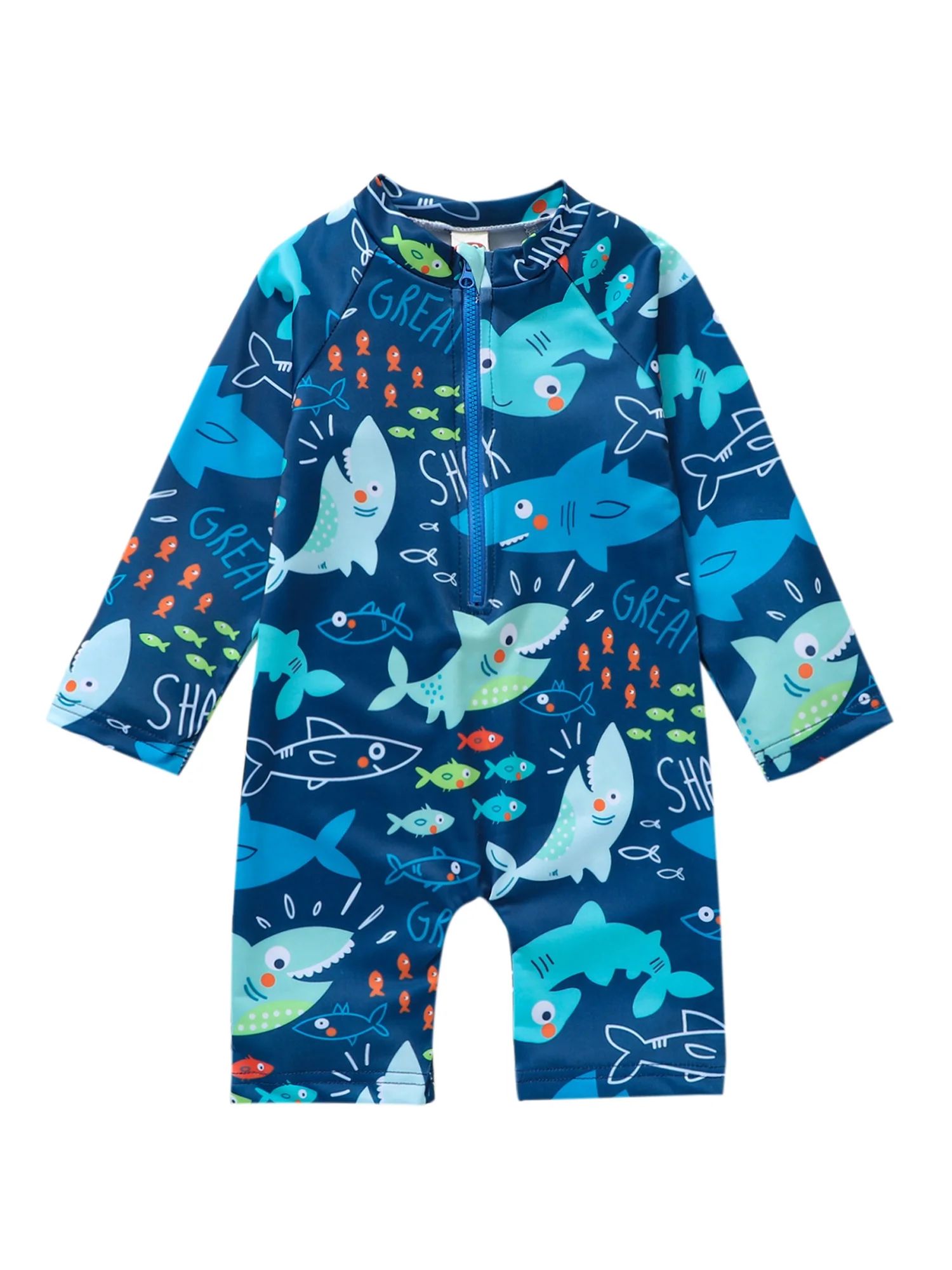 Emmababy Baby Boys One-Piece Swimsuit, 3D Cartoon Shark Sun Protection Bathing Suit for Summer | Walmart (US)