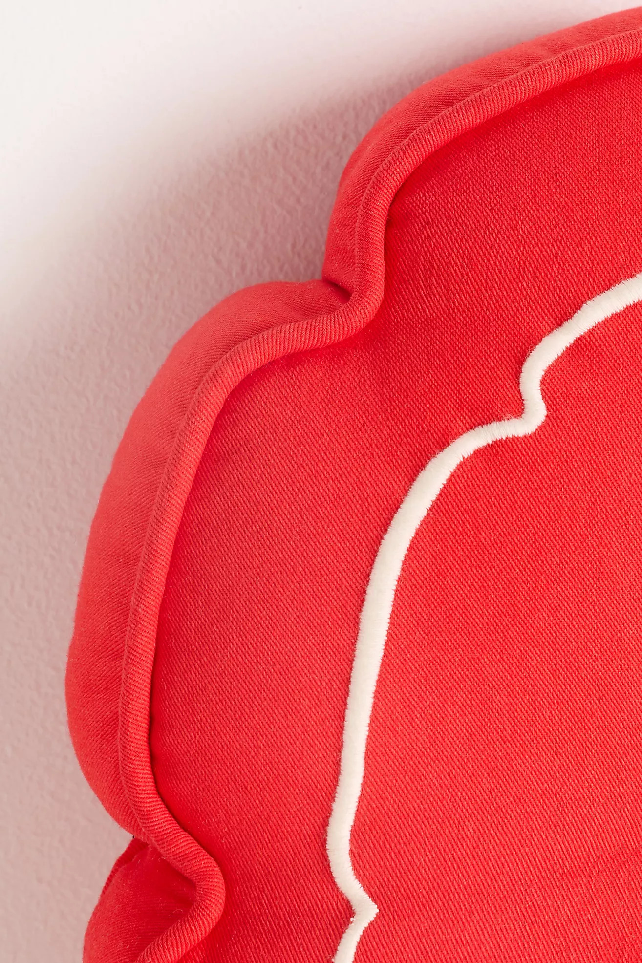 Damson Madder Cotton Embroidered Button Round Shaped Pillow | Anthropologie (US)