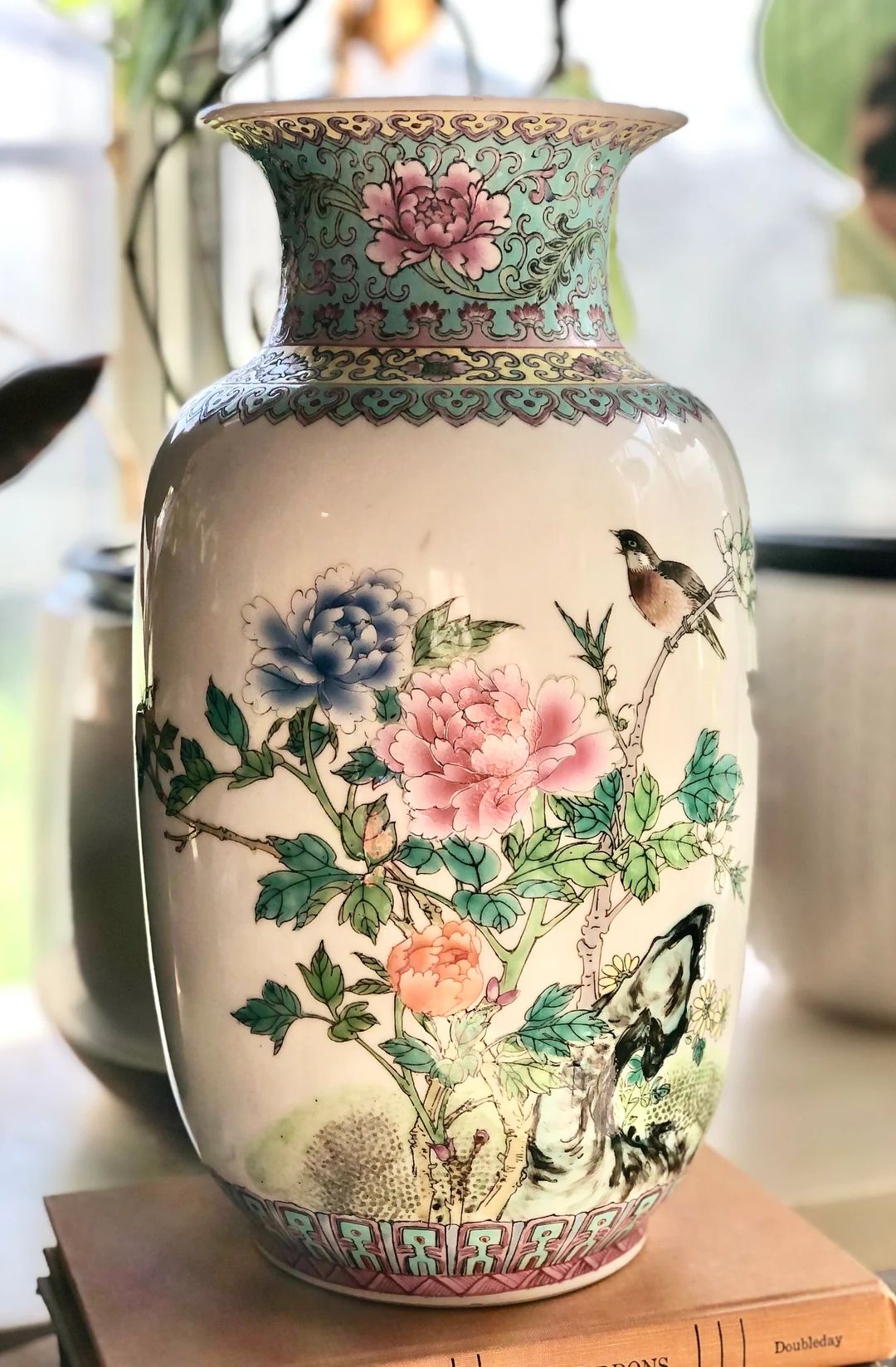 Vase Chinese Jingdezhen Porcelain Vase Famille Rose Calligraphy Poem Chinoiserie 9.75 - Etsy | Etsy (US)