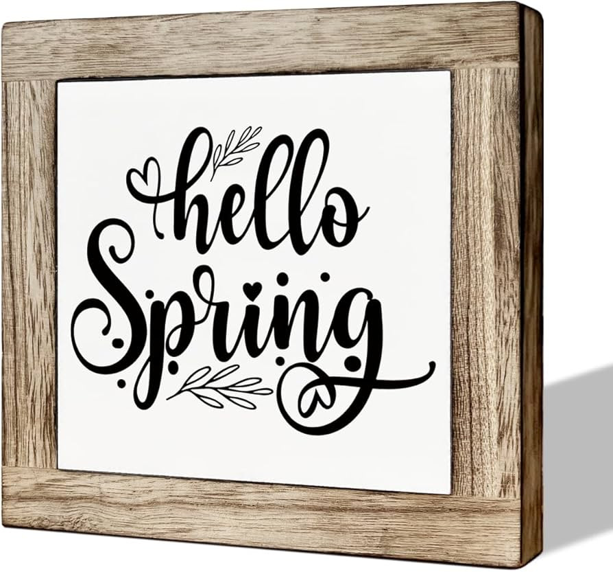 Simply Said, Hello Spring, Spring Decor, Wooden Box Signs for Home Decor, Spring Welcome Sign, Do... | Amazon (US)