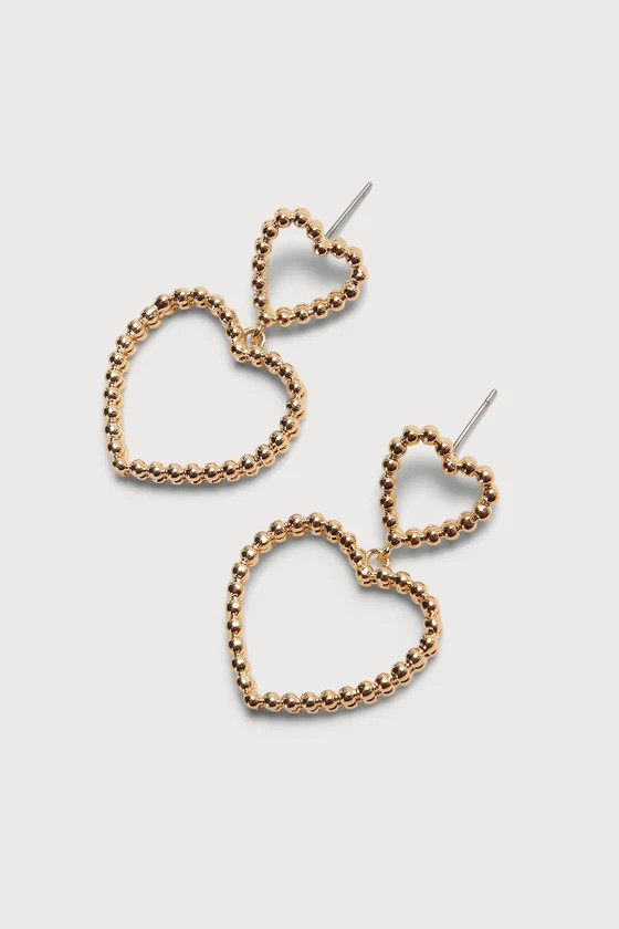 Flirty Darling Gold Heart Earrings | Lulus