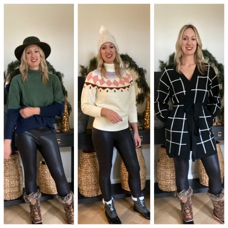 #walmartpartner Mix and match sweaters, boots and faux leather leggings for a cool winter look! Throw on a hat and you’re all set!
#walmartfashion #ad #liketkit #liketk.it/xx @walmartfashion @shop.LTK 

#LTKHoliday #LTKSeasonal #LTKunder50
