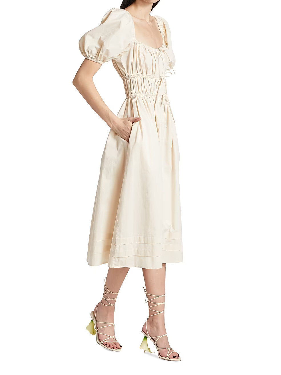 Sveta Shirred Poplin Midi Dress | Saks Fifth Avenue