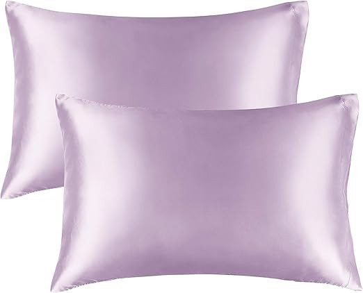 BEDELITE Satin Silk Pillowcase for Hair and Skin, Lavender Pillow Cases Standard Size Set of 2 Pa... | Amazon (US)