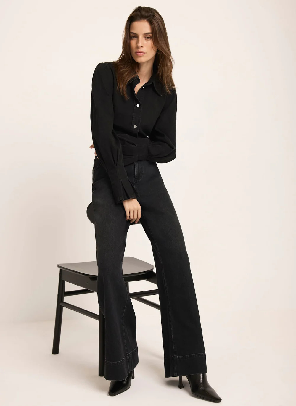 Washed Black Denim Shirt | Mint Velvet