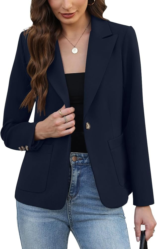 Women's Blazers Business Casual Long Sleeve Solid Jacket Professional Office Work Open Front Suit... | Amazon (US)