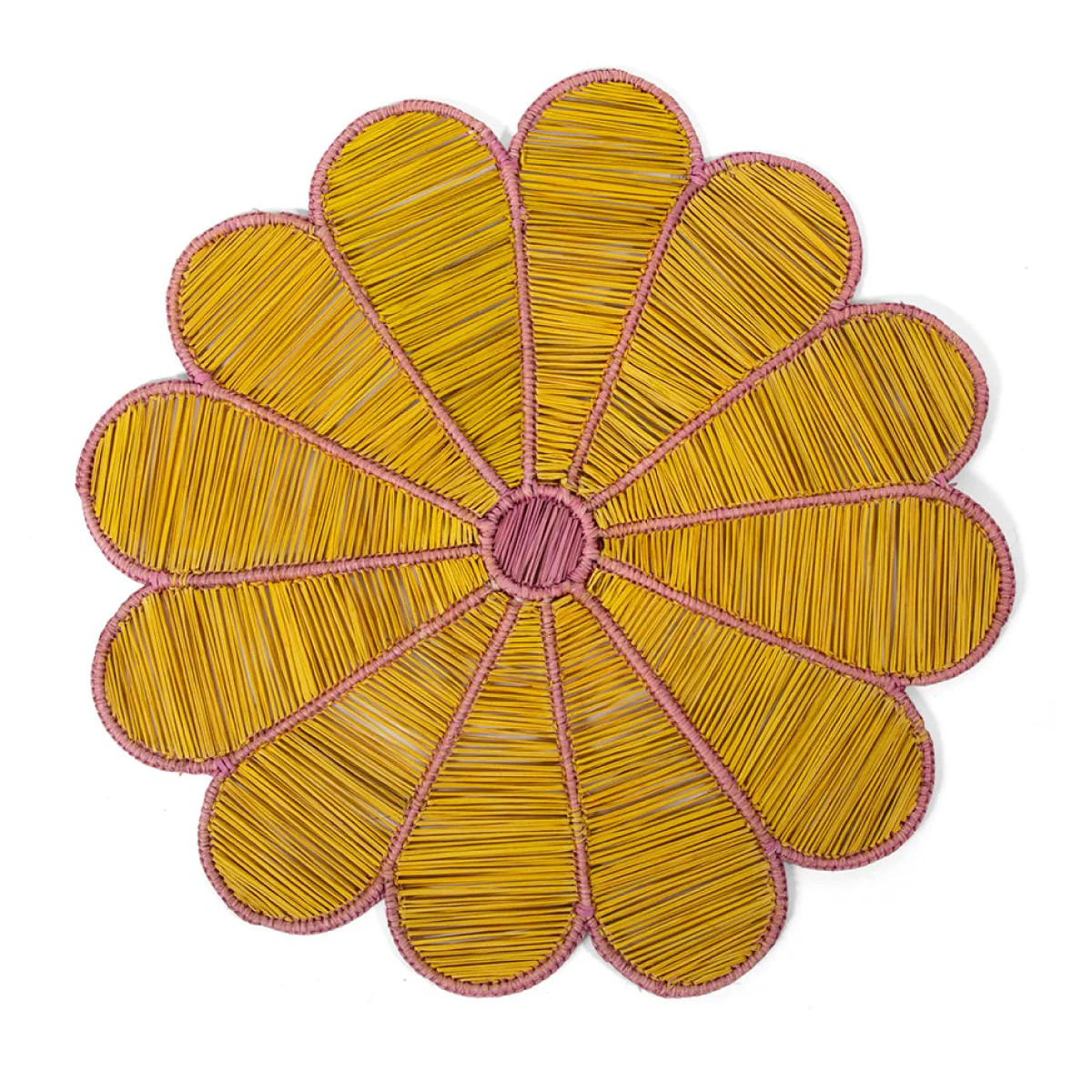 Flower Raffia Placemat - Yellow | Furbish Studio