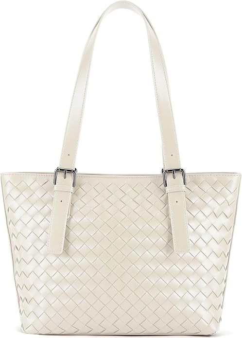 Woven Vegan Leather Tote Bag for Women Large Shoulder Handbag with Adjustable Straps Work Purse w... | Amazon (US)