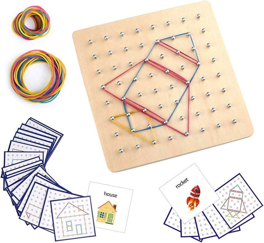 Thoth Montessori Wooden Geoboard Mathematical Manipulative Material Array Block Geo board with 36... | Amazon (US)