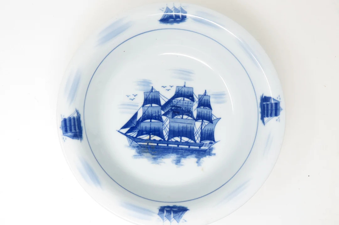 Vintage Clipper Ship Nautical Ceramic Basin Bowl 13 Blue Transferware VGUC - Etsy | Etsy (US)