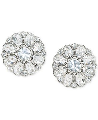 Carolee Silver-Tone Crystal Button Clip-On Earrings | Macys (US)