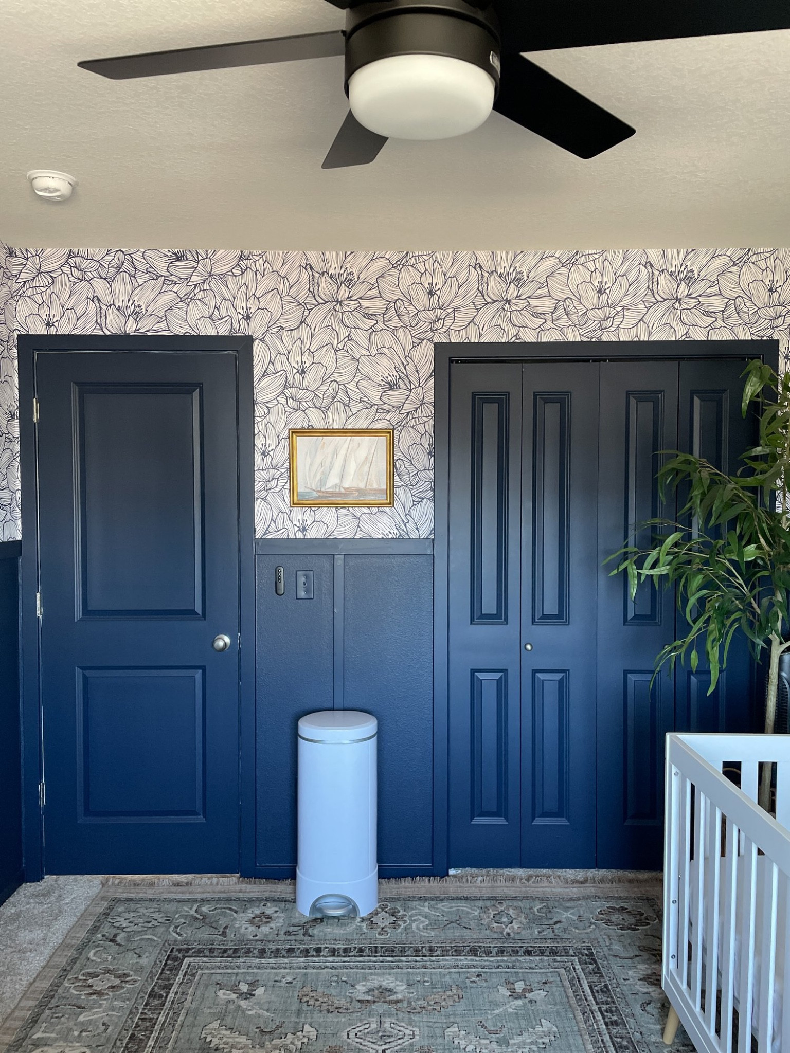 Love the moody blue doors and trim in the nursery.

#LTKhome #LTKfamily #LTKbump