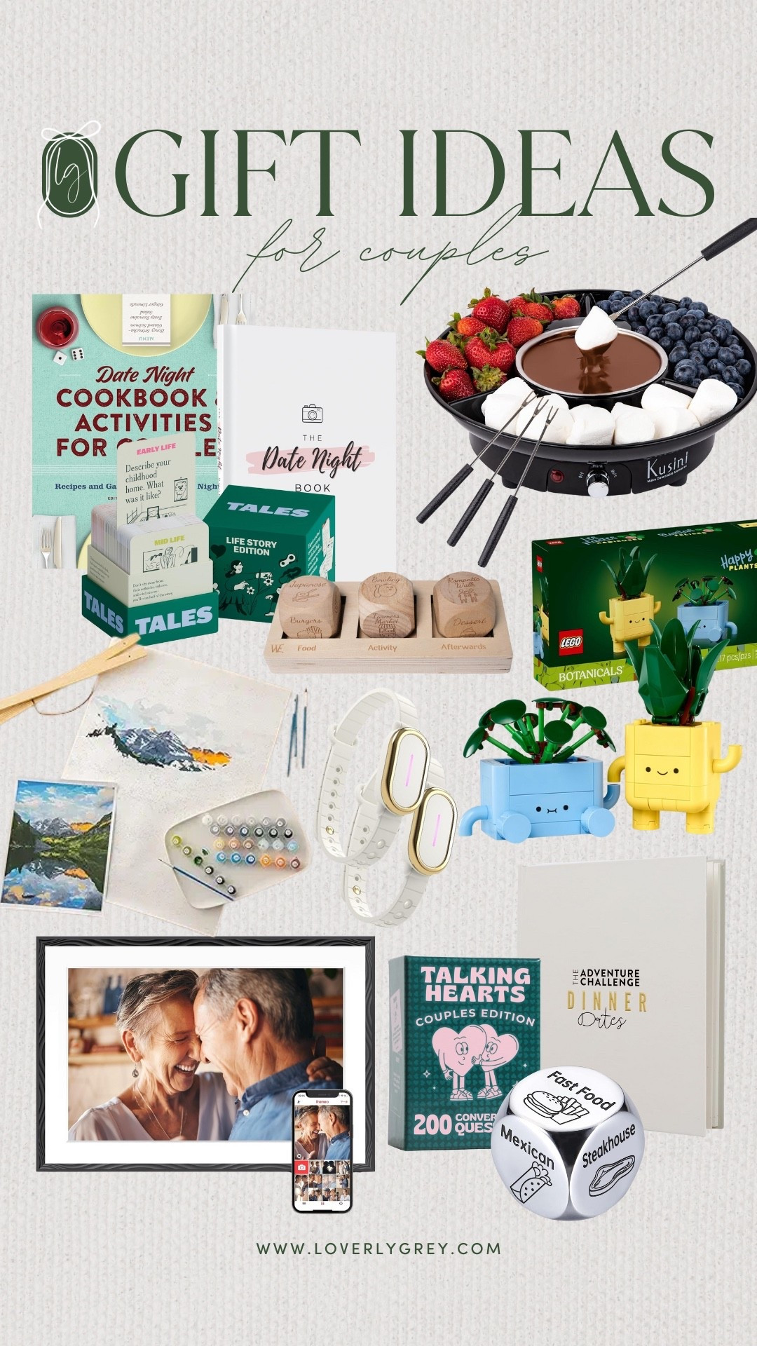 Gift ideas for couples! Fun games to play together, a Lego set to put together, and a cute fondue set to use! I also love the electric picture frame, paint by numbers, cookbook! 

#LTKHoliday #LTKFindsUnder100 #LTKGiftGuide