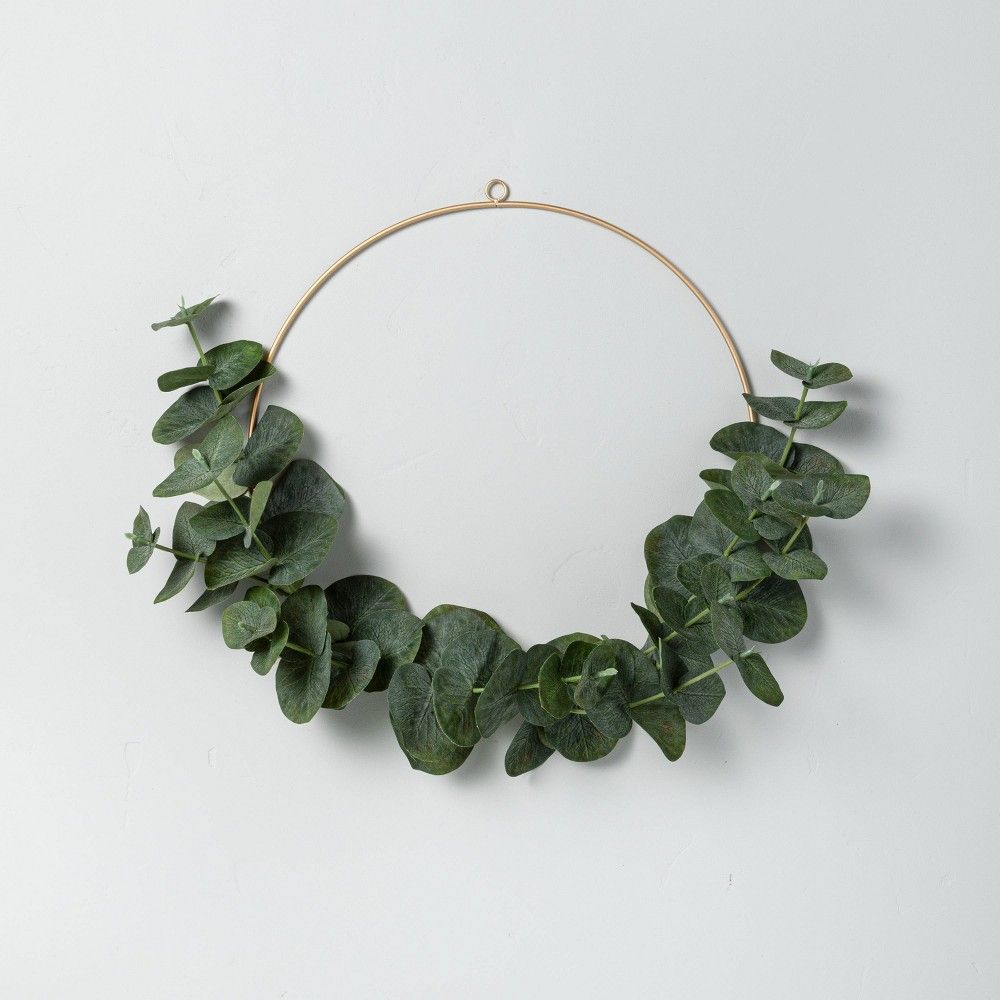 14"" Faux Eucalyptus Wire Wreath - Hearth & Hand with Magnolia | Target