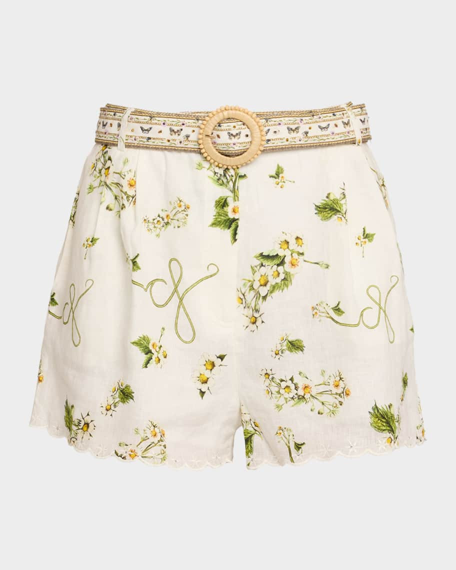 Camilla Botanical Utopia Tuck Front Shorts | Neiman Marcus