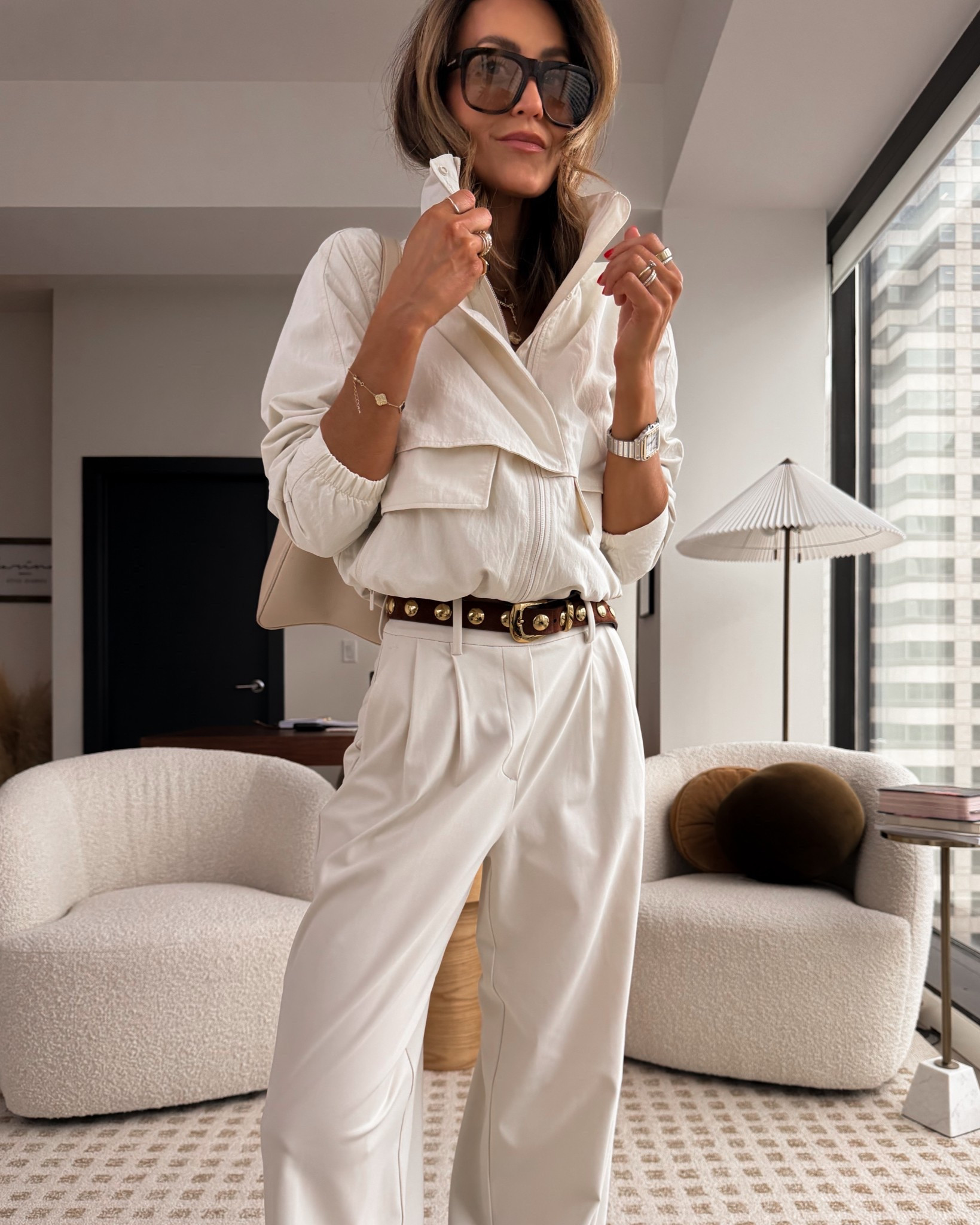 The secret to making athleisure look intentional and elevated! Size 4 on workout set (worn under the tourse and jacket) xs on pants and 4 on jacket  

#LTKootd #LTKWorkwear #LTKOver40