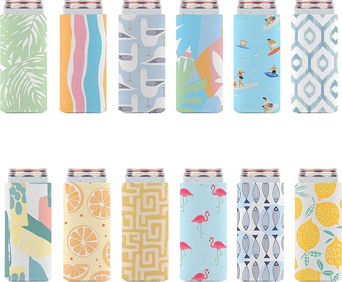 Amazon.com: Slim Can Cooler Sleeves (12-Pack) Soft Insulated Slim Can Koolie for White Claw Seltz... | Amazon (US)
