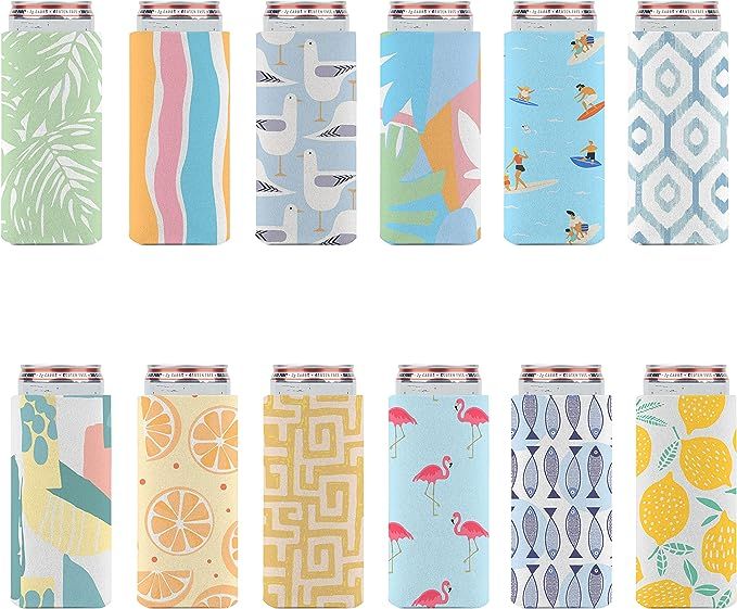 Amazon.com: Slim Can Cooler Sleeves (12-Pack) Soft Insulated Slim Can Koolie for White Claw Seltz... | Amazon (US)