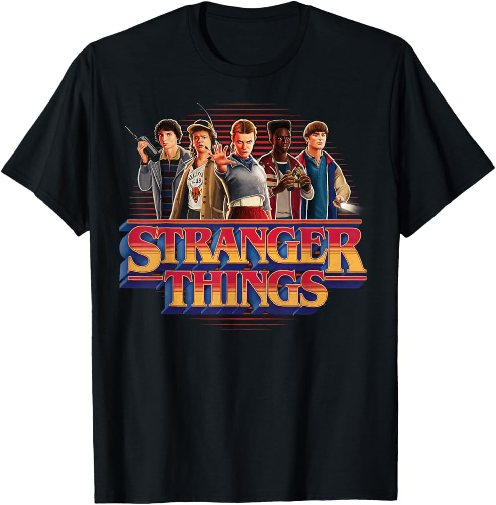 Stranger Things Season 5 Main Crew 80's Style Group Logo T-Shirt | Amazon (US)