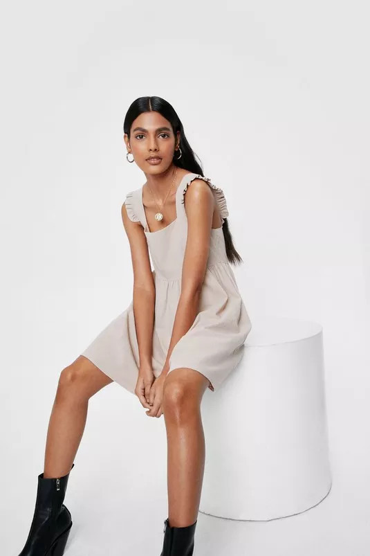Sleeveless Ruffle Strap Mini Smock Dress | Nasty Gal (US)
