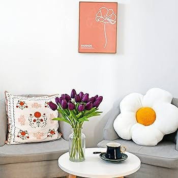 Mandy's 20pcs Purple Flowers Artificial Tulip Silk Fake Flowers 13.5" for Mother's Day Easter Val... | Amazon (US)