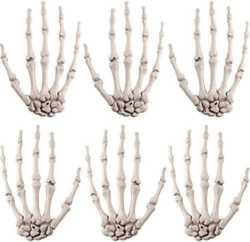 6 Pieces Halloween Skeleton Hands Plastic Fake Human Hand Bone Realistic Life Size Zombie Party T... | Amazon (US)