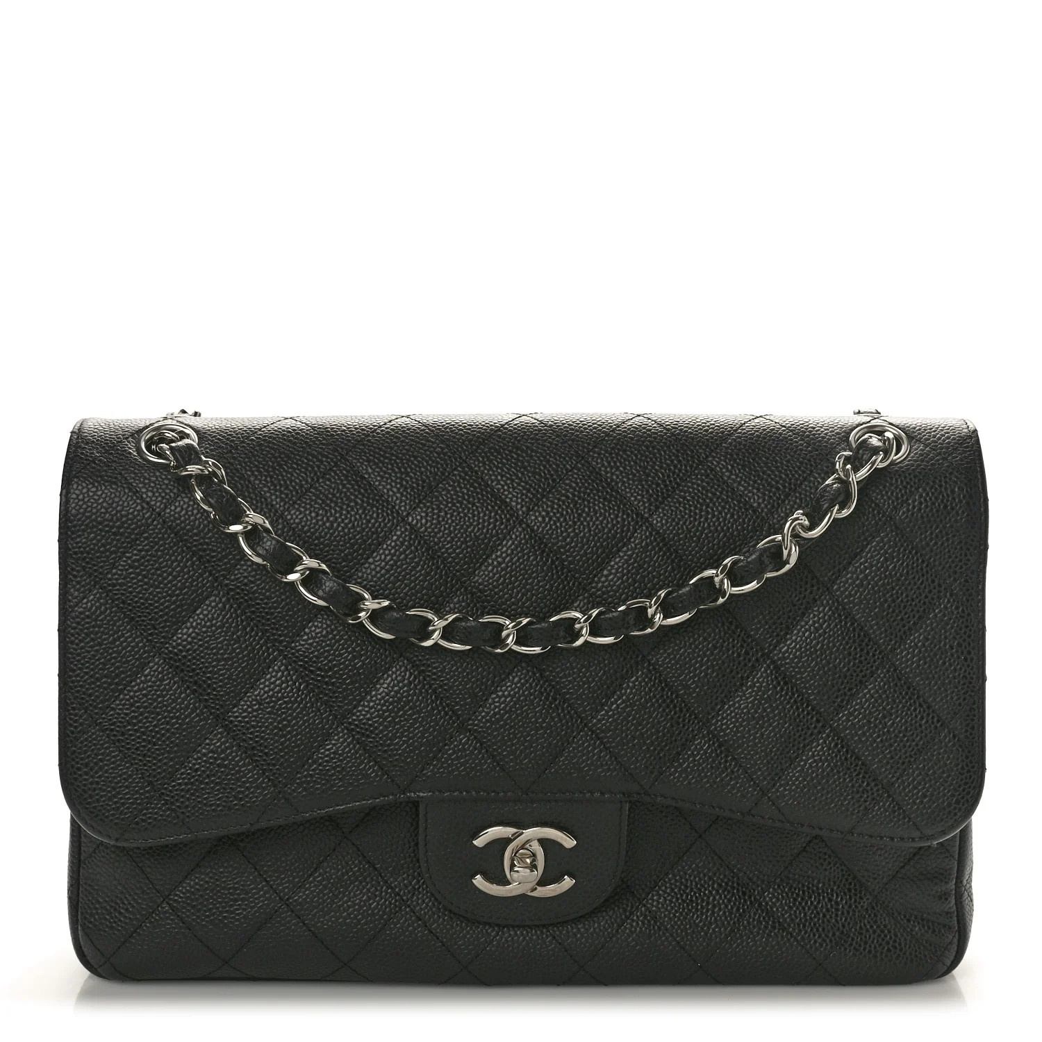 Caviar Quilted Jumbo Double Flap Black SHW | FASHIONPHILE (US)