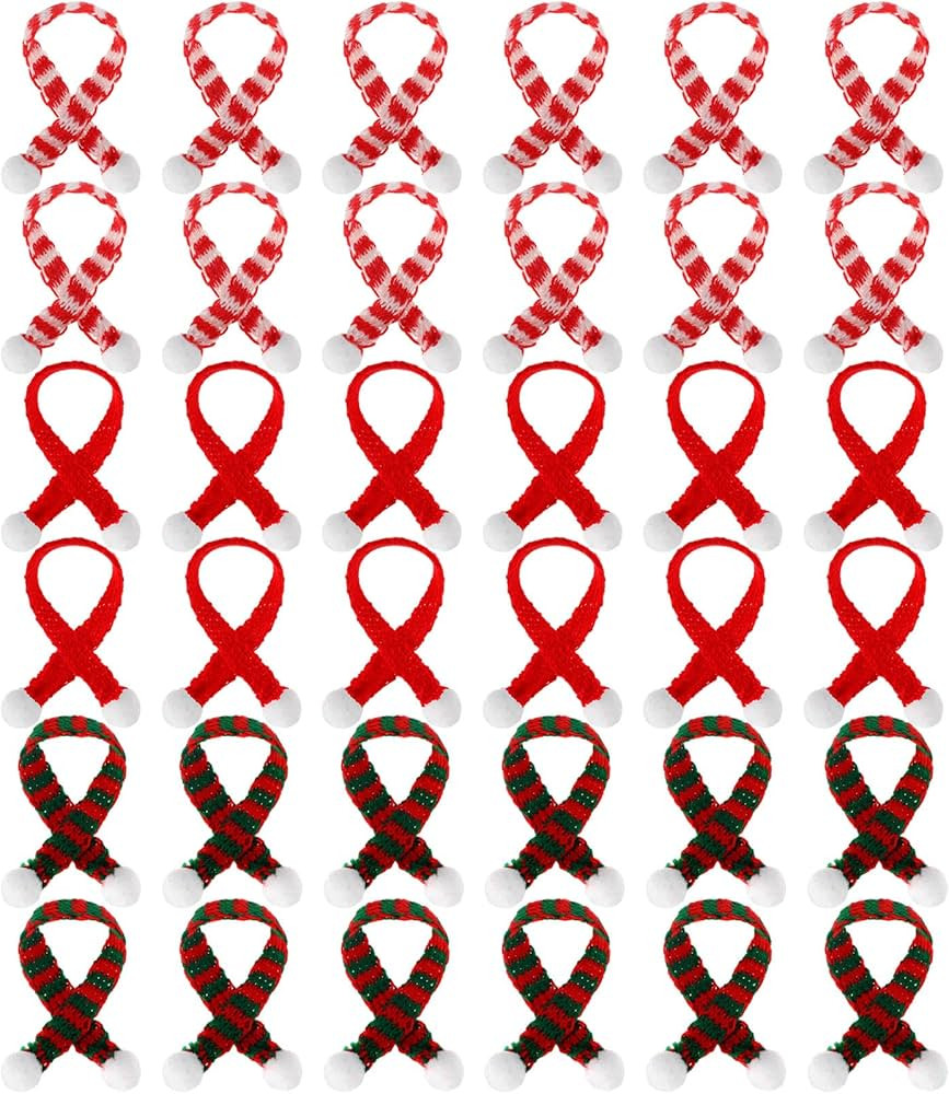 Bencailor 36 Pieces Mini Christmas Scarves for Craft Tiny Snowman Scarves 7.9 x 0.6 Inch Xmas Pet... | Amazon (US)