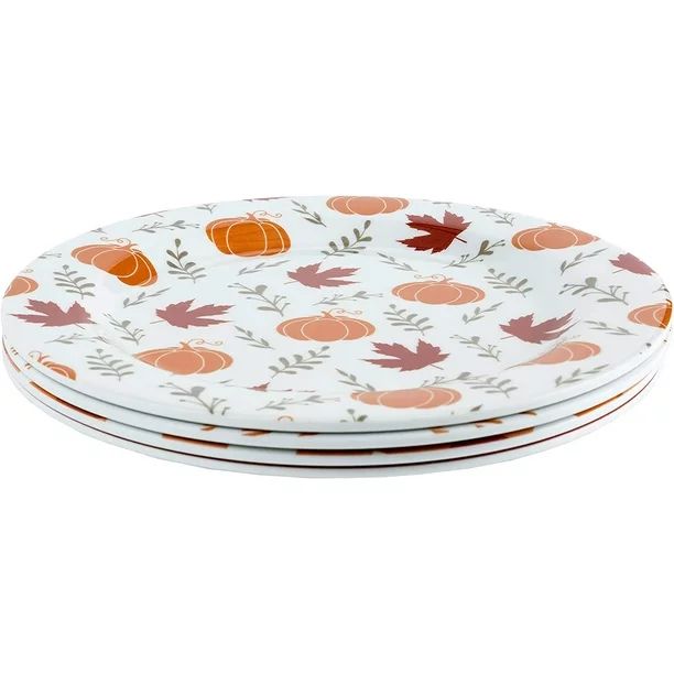 Autumn Plate Set for Dinners and Parties, Fall Leaves and Pumpkins, Reusable, Melamine, 4 Count, ... | Walmart (US)