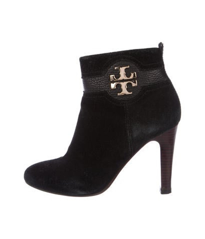 Tory Burch Suede Logo Booties Black Tory Burch Suede Logo Booties | The RealReal