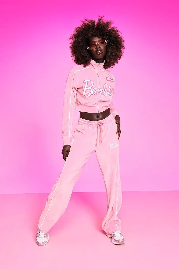 Barbie Velour Wide Leg Jogger | Boohoo.com (UK & IE)