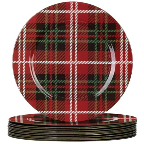 MAONAME Red Charger Plates Set of 12, 13 Inch Plastic Charger for Dinner Plates, Christmas Plate Chargers, Round Chargers for Table Setting, Wedding Decor | Amazon (US)