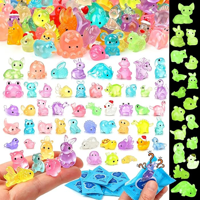 100PCS Mystery Bag Mini Resin Animals Luminous for Crafts Decor Mini Resin Ocean Animals Miniatur... | Amazon (US)