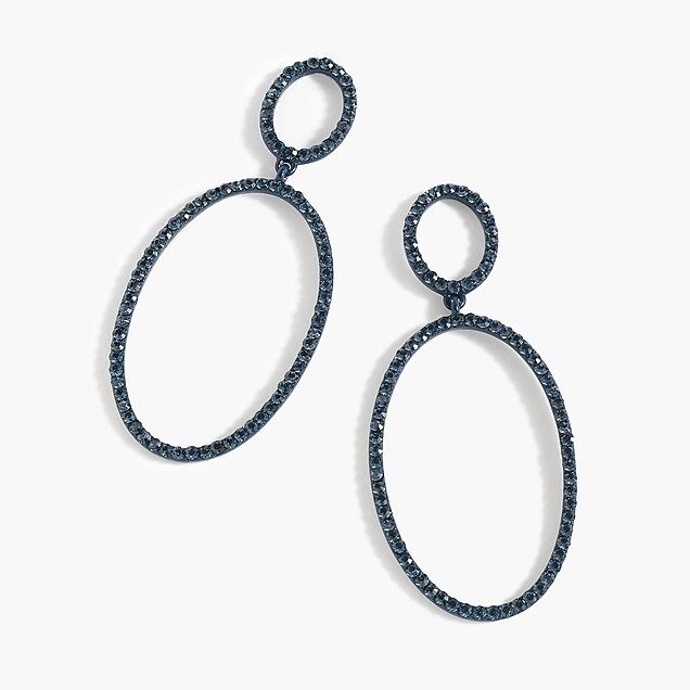 Pave double oval earrings | J.Crew US